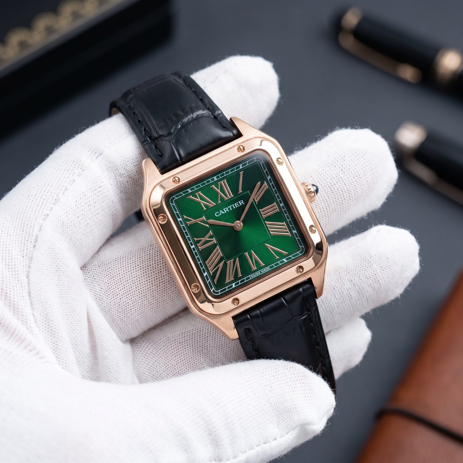 Cartier Santos-Dumont L-RGLD-BLCK-GRN - view 1