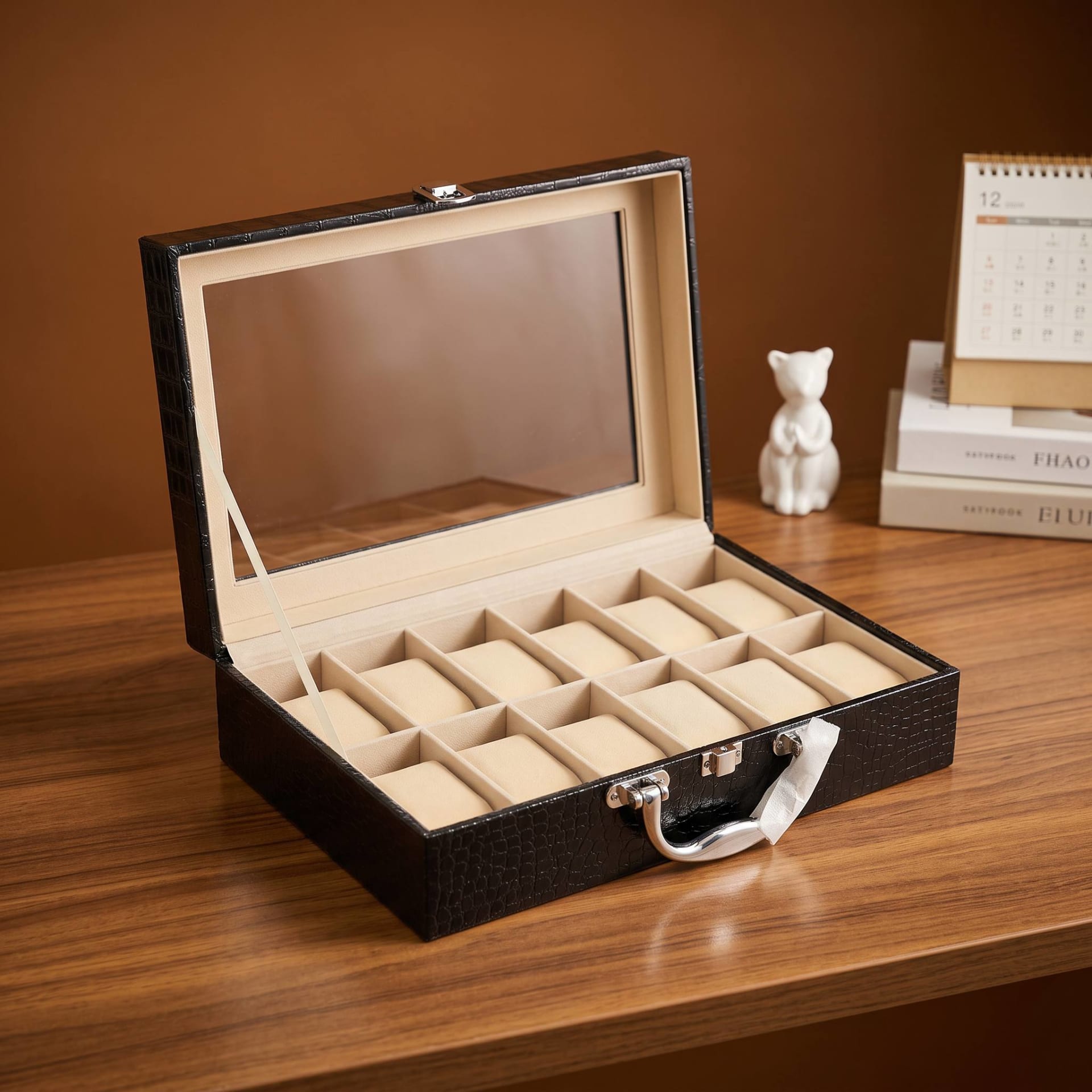 LEATHER WATCH BOX 12SLOTS Black - view 1