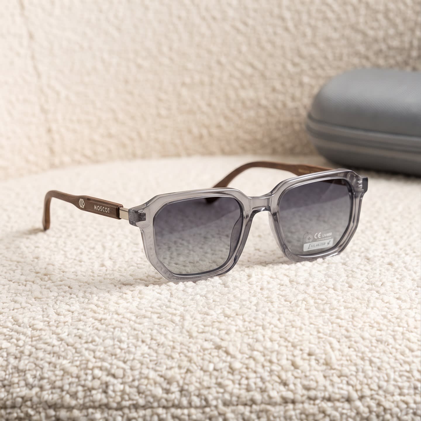 Moscot Square Transparent Grey Sunglasses view 1