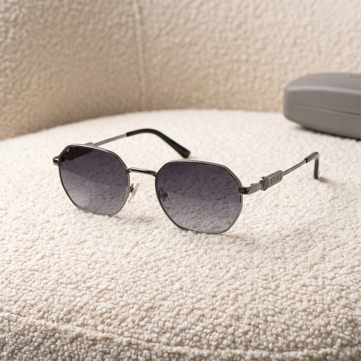 Versace Geometric Metal Frame Sunglasses - view 1