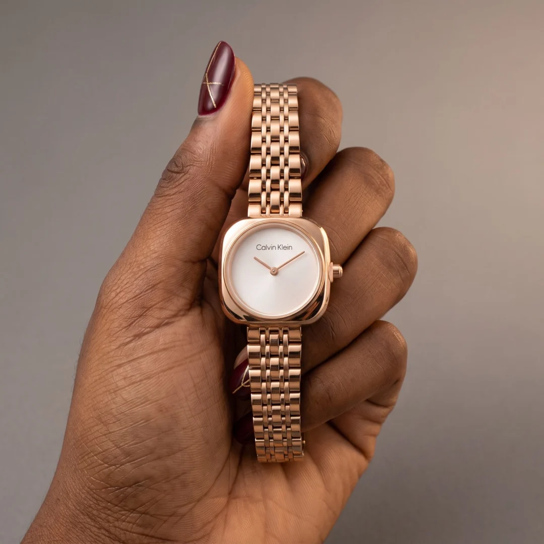 Calvin Klein Rose Gold-Tone Cushion Case Bracelet Watch