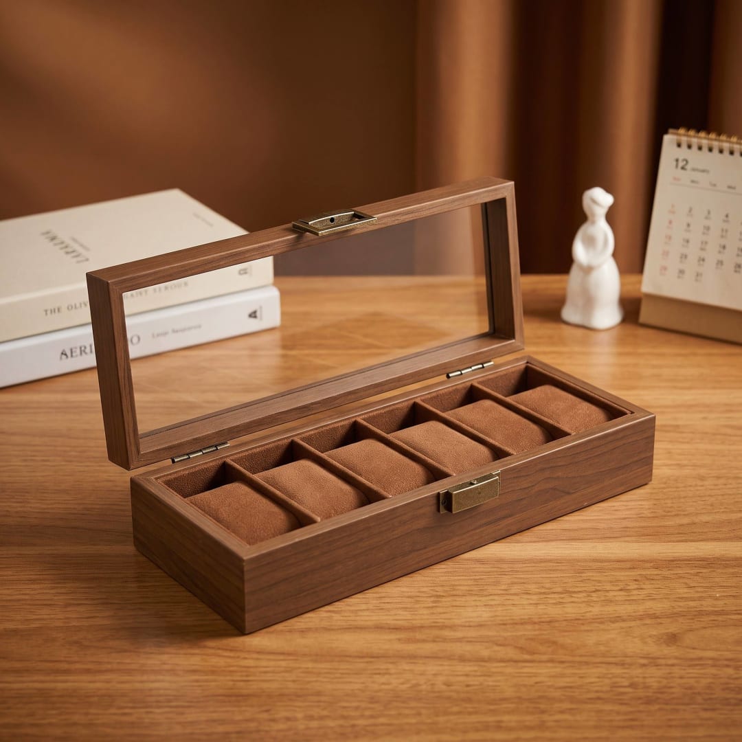 Wooden 6-Slot Watch Box